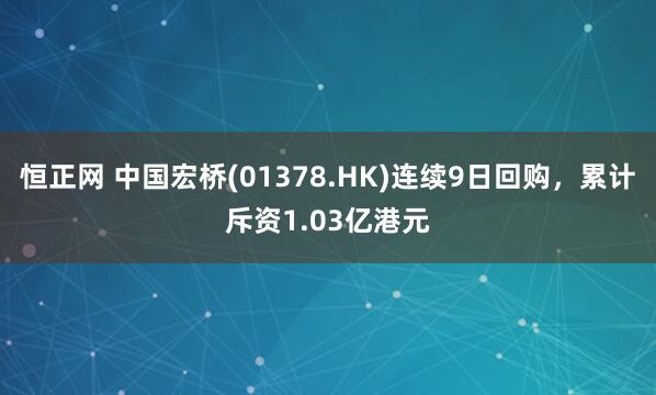 恒正网 中国宏桥(01378.HK)连续9日回购，累计斥资1.03亿港元