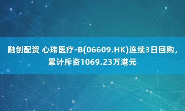 融创配资 心玮医疗-B(06609.HK)连续3日回购，累计斥资1069.23万港元